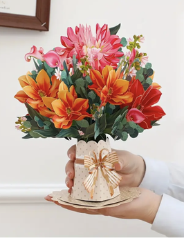 Faltbares Blumen Bouquet 3D Karte aus Karton Grusskarte Schweiz kaufen Geschenkidee einzigartig