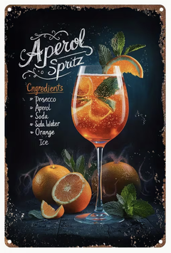 Aperol Spritz Rezept Retro Cocktail Blechschild Schweiz Metallschild Nostalgie Schild im Vintage Stil