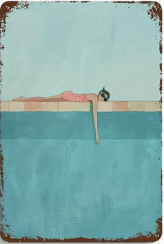 Frau am Pool Kunst Bild Metallschild Schweiz Deko Abstrakte Kunst Art Print