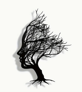 Metall Eisen Design Wanddekoration Baum Zweige und Frauenkopf aus Metall – modernes Kunsthandwerk, dekoratives Schild