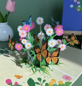 Faltbares Blumen Bouquet 3D Karte aus Karton Grusskarte Schweiz kaufen Geschenkidee einzigartig