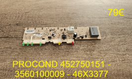 CARTE DE COMMANDE CONGELATEUR : PROCOND 452750151 - 3560100009 - 46X3377