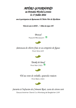 Apéro gourmand le vendredi 17 juillet 2026