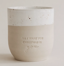 Becher aus Steingut -all i want for christmas-