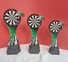 3er Serie Pokale Darts Dart Acryl Pokal inkl.Gravur ACUT