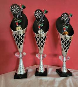 3er Serie Pokale Darts  ROCKET DIAMANT silber NEU