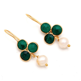 sparkling earrings * emerald & pearl