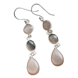 sparkle&shine earrings * peach & chocolate moonstones
