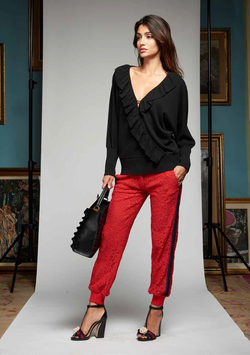 Pantalone colore rosso donna Denny Rose art 721DD20026 Autunno Inverno 2017 2018