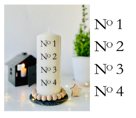 Adventskranzkerze Kalenderkerze 1-4 * Coco * NO 1 - NO 4 schwarz Geschenk Kerze Advent minimalistisch pur skandi Zahlen Nummern