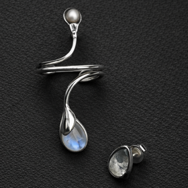 Ohrring Silber Regenbogen-Labradorit und Perle 403S
