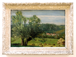 Impressionistisches Landschaftsgemälde Öl auf Pappe Frankreich 1942