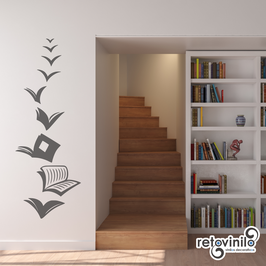 Vinilo educativo - Libros volando