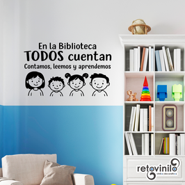 Vinilo educativo - En la biblioteca todos cuentan