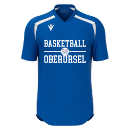 MACRON WYRM Shootingshirt royal blau mit großem weißen TSGO Basketball-Logo und Wunschname
