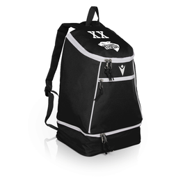 MACRON Maxi Path Rucksack schwarz mit BasCats Logo und Initialen