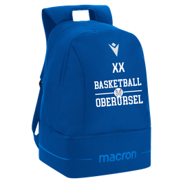 MACRON Crew Rucksack royal blau mit großem TSGO Basketball-logo und Wunschname