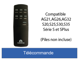 Télécommande Compatible Climatiseur AG21, AG26,AG3, S20, S25, S30, S35, Série S et Splus - (Piles non incluses)