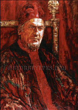 Cardinal de Anges Hand Painted Giclee Print on Paper