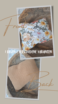 Reversible cushion flowers/cognac