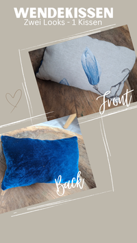 Reversible cushion flowers/cognac