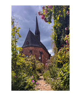 Grußkarte - "Kugelkirche | Rosengarten"