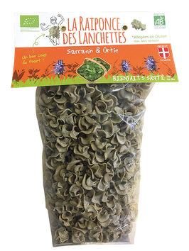 Raiponces des lanchettes aux Orties, pâtes au sarrasin         Poids Net 400g