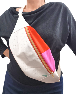 Cross Body Bag 80s Design weiß orange pink / Fanny Pack Damen / Festival Bag / Umhängetasche Damen / 80s Bauchtasche / 80s Revival