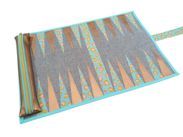 Backgammon Reisespiel zum Zusammenrollen Leo mint metallic