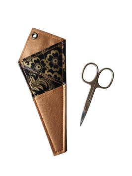 Mini Scherentasche / Scherenetui / Aufbewahrung für Scheren schwarz bronze floral 2