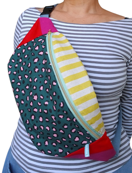 Crossbody Bag XL Leo mit Streifen / Colour Blocking Tasche / Festival Bag / Umhängetasche Damen / Leo Bauchtasche