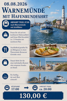 08.08.2026 Warnemünde mit Hafenrundfahrt