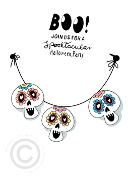 Halloweenkarte Sugar Skull PDF