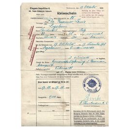 Etappen-Inspektion 4 - Reiseschein - 1918