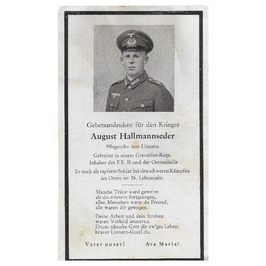 Doodsprentje van 'August Hallmannseder'