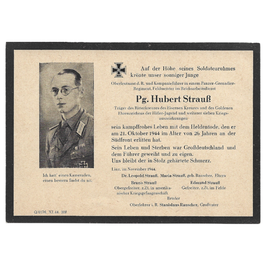 Doodskaartje van 'Pg. Hubert Strauß' (Ritterkreuz)
