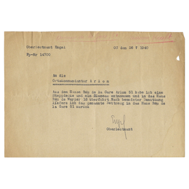 Duits Document - Opeising Beddengoed Arlon - 1940