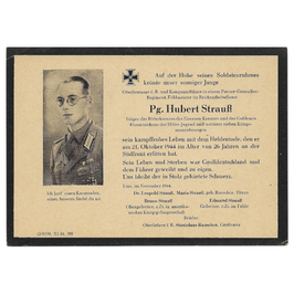Doodskaartje van 'Pg. Hubert Strauß' (Ritterkreuz)