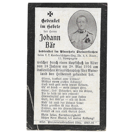Doodsprentje van 'Johann Bär'
