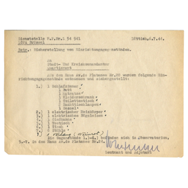 Duits Document – Inventaris Inbeslagname Huisraad Luik (Lüttich) – 1944