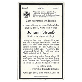 Doodsprentje van 'Johann Strauß'