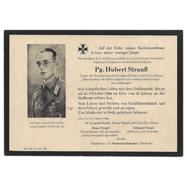 Doodskaartje van 'Pg. Hubert Strauß' (Ritterkreuz)