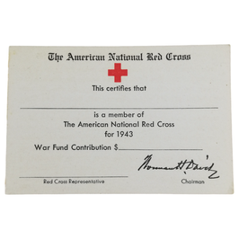 The American National Red Cross - 1945 Certificate of Membership
