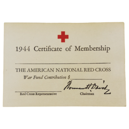 The American National Red Cross - 1944 Certificate of Membership