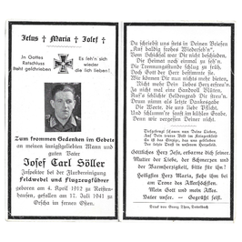 Doodsprentje van 'Josef Carl Söller'