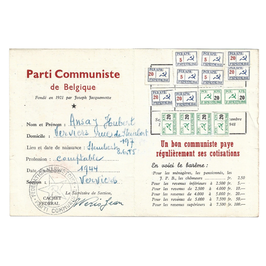 Lidkaart 'Parti Communiste de Belgique (PCB)' – Sectie Verviers – 1948