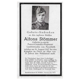 Doodsprentje van 'Alfons Stömmer'