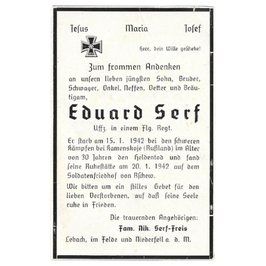 Doodsprentje van 'Eduard Serf'