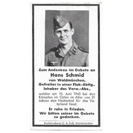 Doodsprentje van 'Hans Schmid'