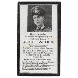 Doodsprentje van 'Josef Weber'